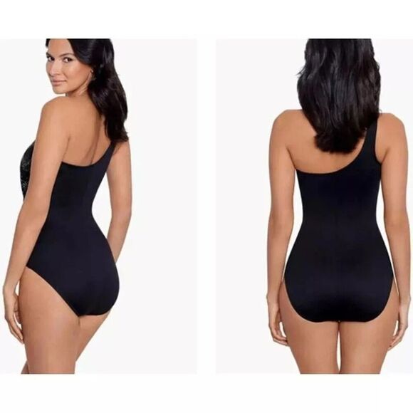 New $188 MIRACLESUIT Women's Iridium Minx One-Piece Slimming Swimsuit Size 16 - Picture 2 of 5